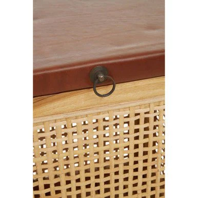 Kendari Teak Box With Light Brown Leather - Image 9