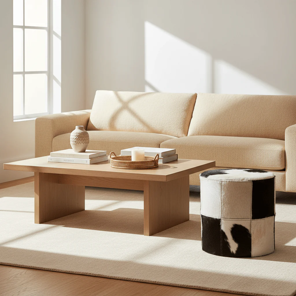 Kensington Townhouse Black And White Cowhide Stool - Image 4