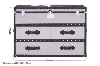 Kensington Townhouse Black And White Genuine Cowhide 3 Drawer Cabinet - Image 12