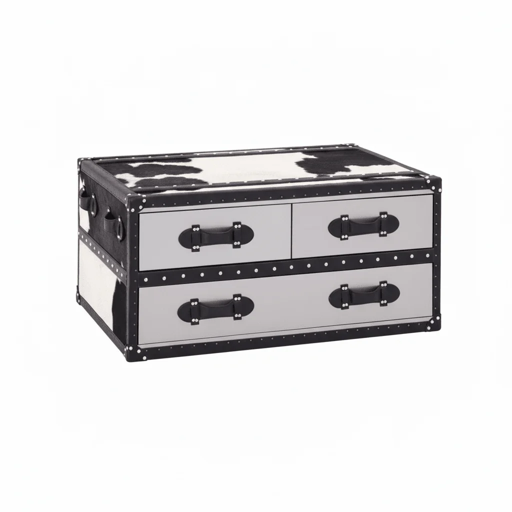 Kensington Townhouse Black And White Genuine Cowhide Coffee Table