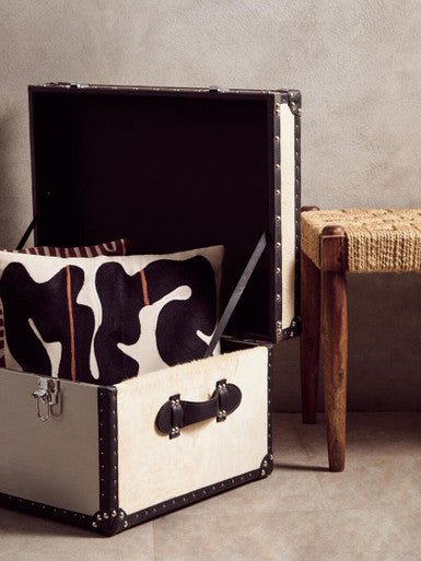 Kensington Townhouse Black And White Genuine Cowhide Storage Trunk - Image 10