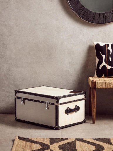Kensington Townhouse Black And White Genuine Cowhide Storage Trunk - Image 8