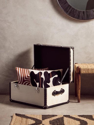Kensington Townhouse Black And White Genuine Cowhide Storage Trunk - Image 9
