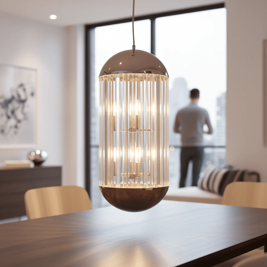 Kensington Townhouse Chrome Finish 6 Bulb Pendant Light - Image 2