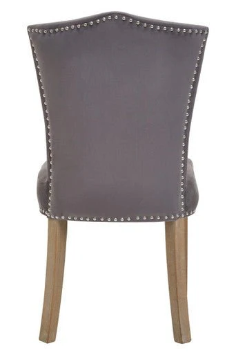 Kensington Townhouse Grey Velvet Dining Chair with Antique Legs - Image 10