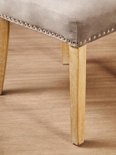 Kensington Townhouse Grey Velvet Dining Chair with Antique Legs - Image 12