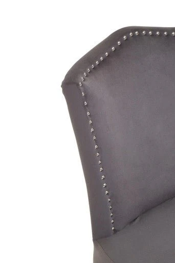 Kensington Townhouse Grey Velvet Dining Chair with Antique Legs - Image 14