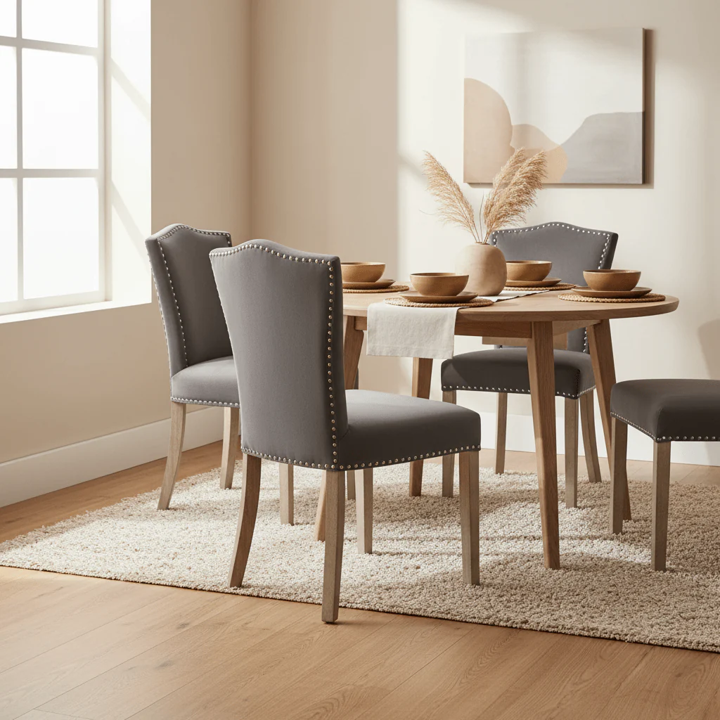 Kensington Townhouse Grey Velvet Dining Chair with Antique Legs - Image 4