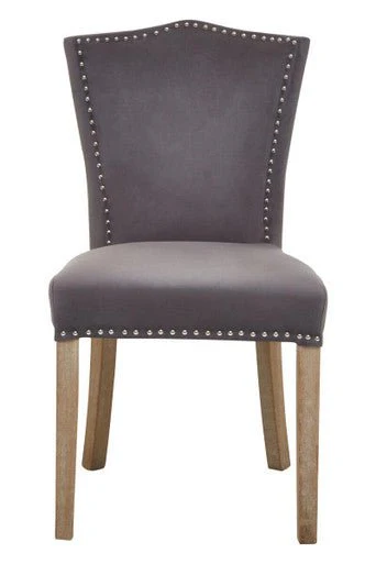 Kensington Townhouse Grey Velvet Dining Chair with Antique Legs - Image 5