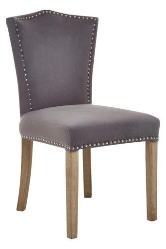 Kensington Townhouse Grey Velvet Dining Chair with Antique Legs - Image 7