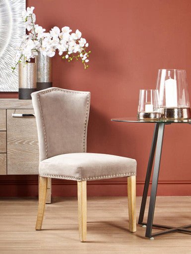 Kensington Townhouse Grey Velvet Dining Chair with Antique Legs - Image 8