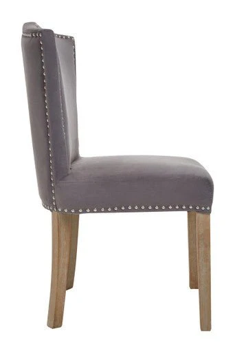 Kensington Townhouse Grey Velvet Dining Chair with Antique Legs - Image 9