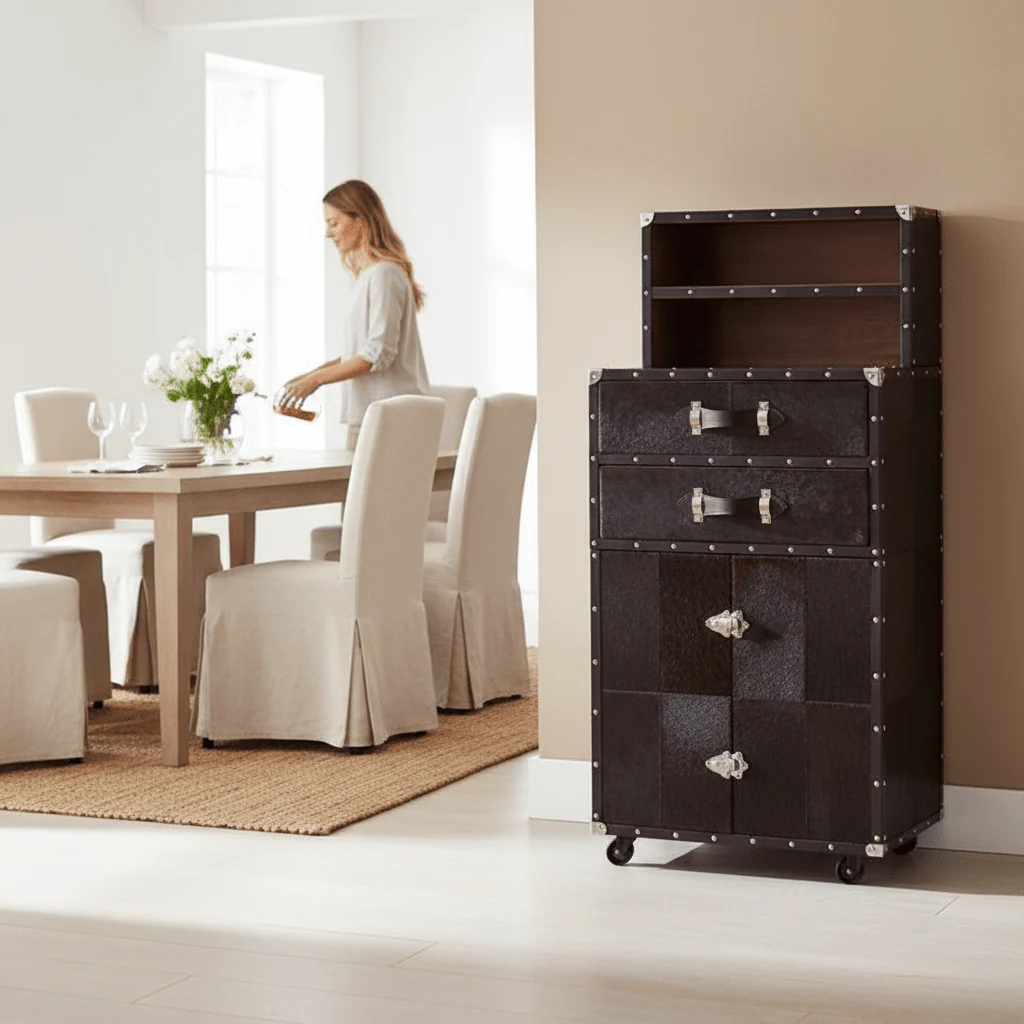 Kensington Townhouse Hair On Leather Drinks Cabinet - Image 2