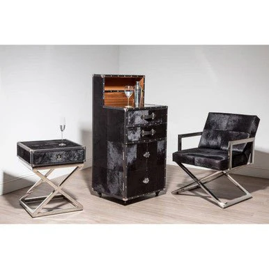 Kensington Townhouse Hair On Leather Drinks Cabinet - Image 6