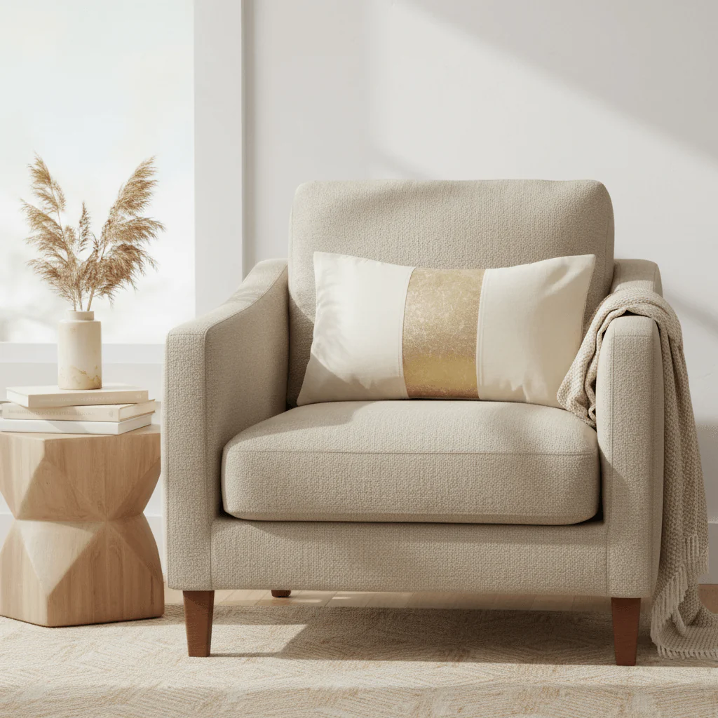 Kensington Townhouse Ivory Velvet And Gold Cushion - Image 4