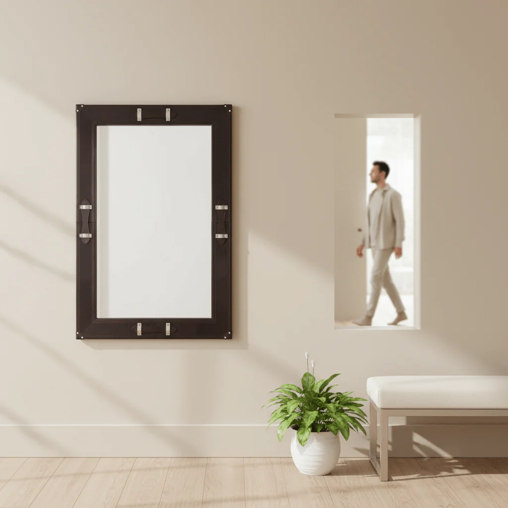 Kensington Townhouse Leather Frame Mirror - Image 2
