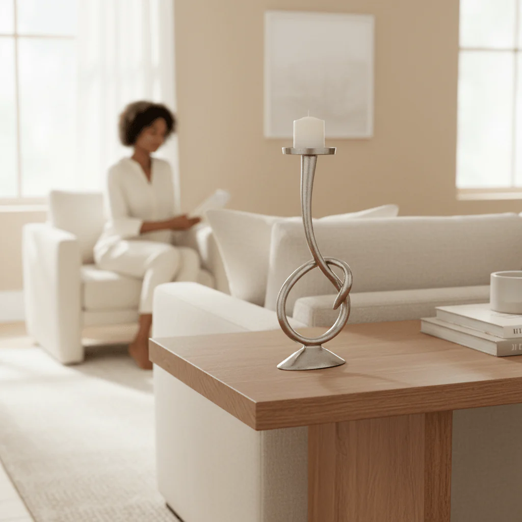 Kensington Townhouse Twist Nickel Candle Holder - Image 2