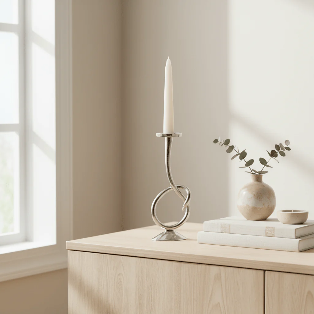 Kensington Townhouse Twist Nickel Candle Holder - Image 3