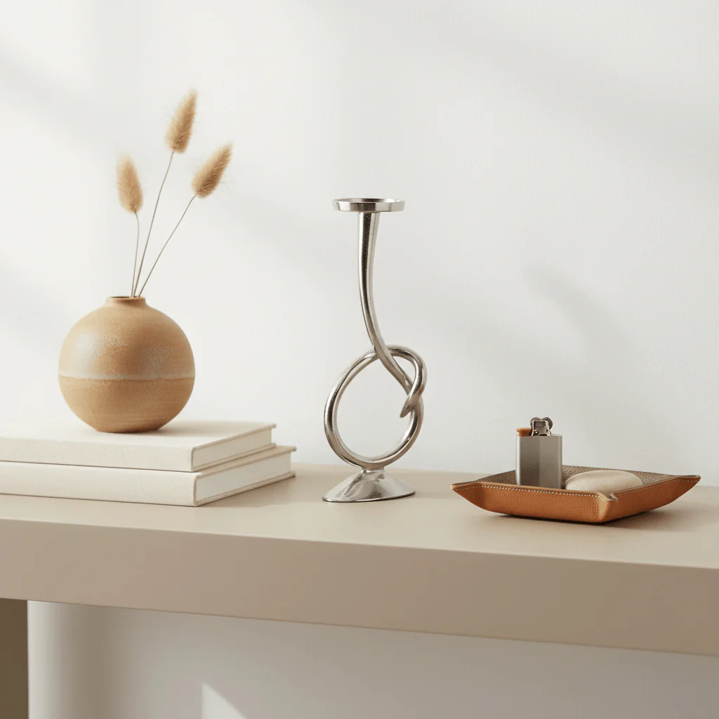 Kensington Townhouse Twist Nickel Candle Holder - Image 4