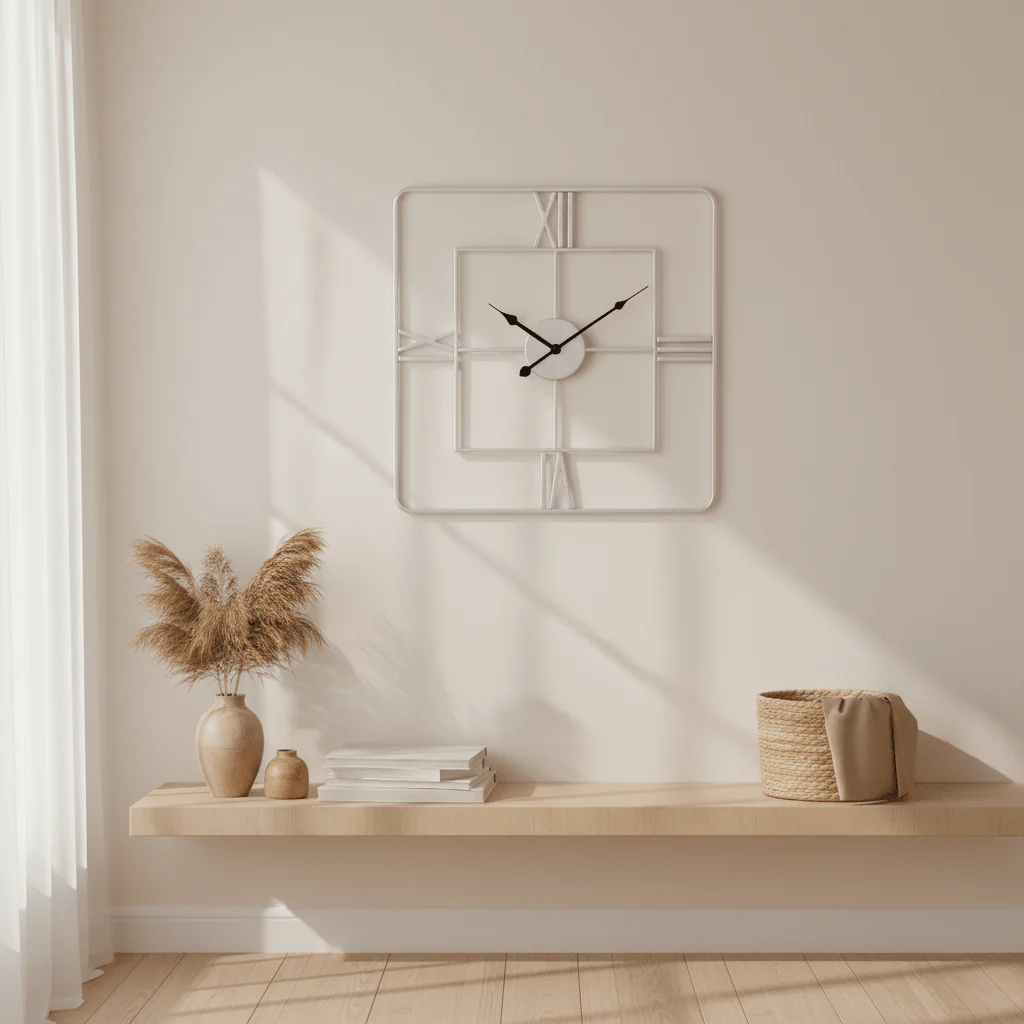 Kent Large Silver Finish Square Wall Clock - Image 4