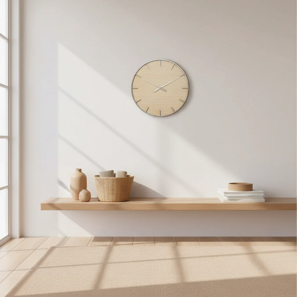 Kent Silver And Natural Wall Clock - Image 4