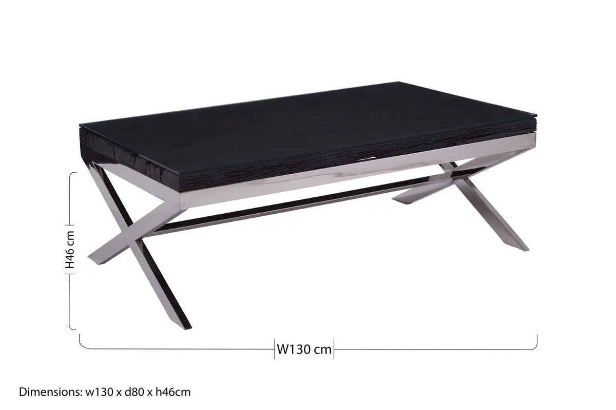 Kerala Black Coffee Table With Cross Base - Image 11
