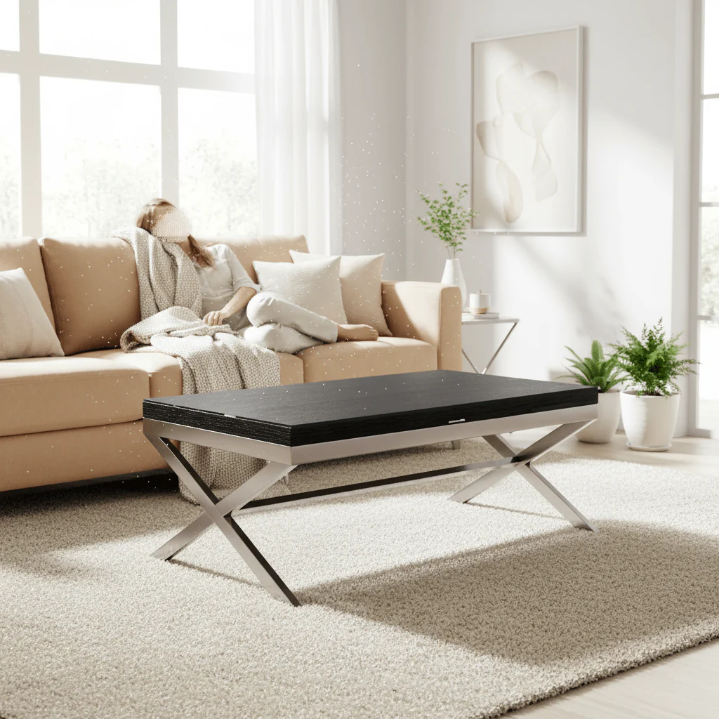Kerala Black Coffee Table With Cross Base - Image 2