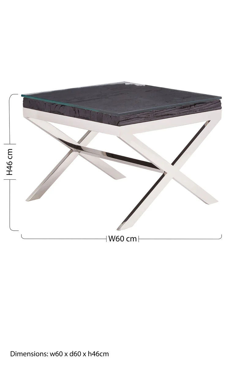 Kerala Black Top End Table With Cross Base - Image 12
