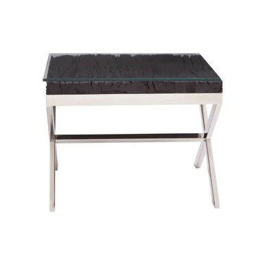 Kerala Black Top End Table With Cross Base - Image 7