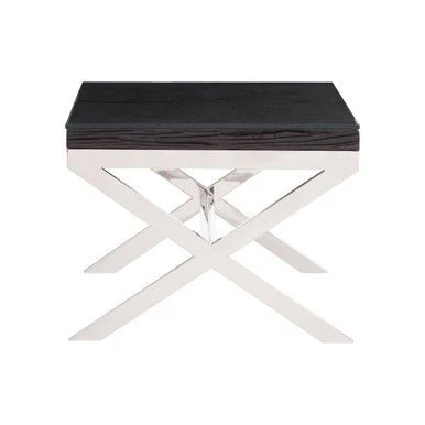 Kerala Black Top End Table With Cross Base - Image 8