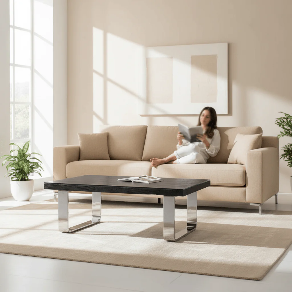 Kerala Black U Shaped Base Coffee Table - Image 2