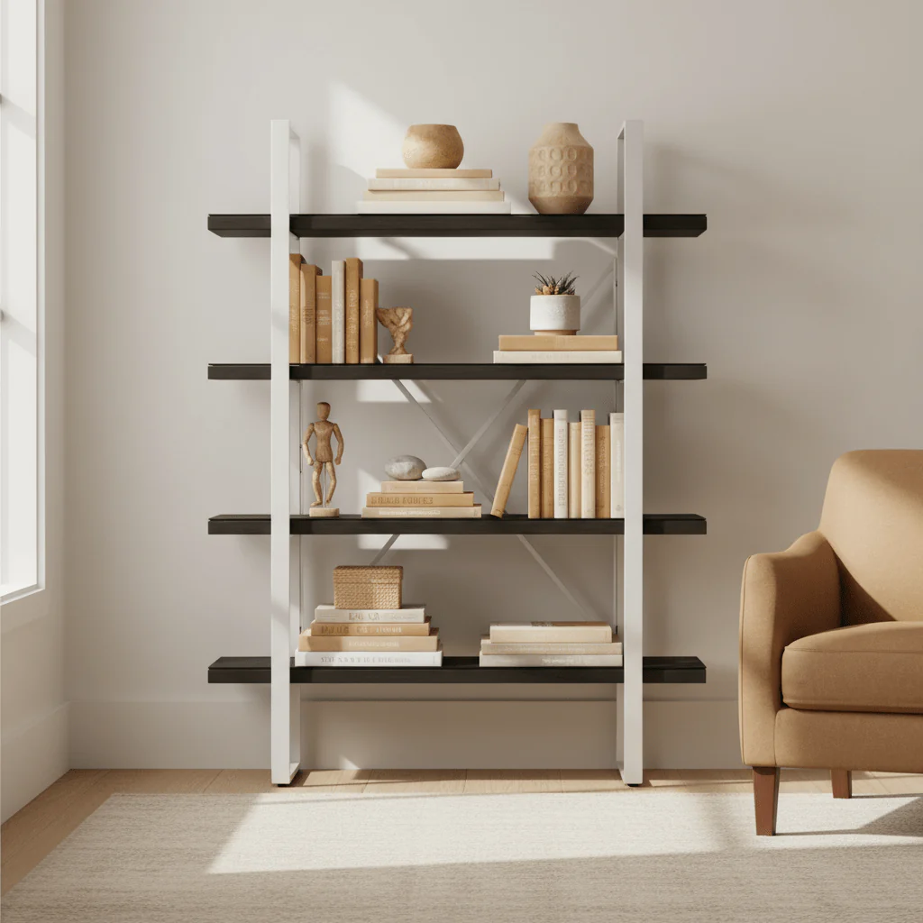 Kerala Black Wood Four Tier Shelf Unit - Image 4
