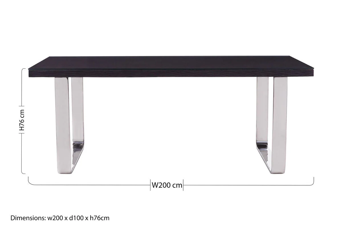 Kerala Large Black Pinewood and Glass Dining Table - Image 13