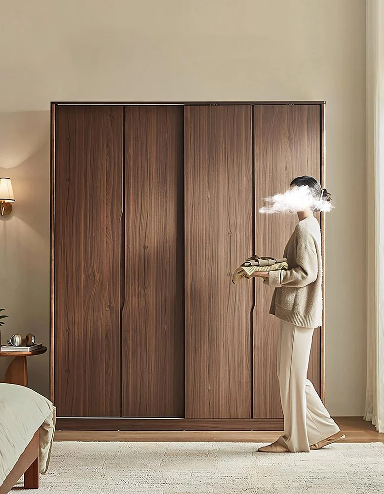 Kimura Slide Door Wardrobe With Hanging Rails, Walnut - Image 3
