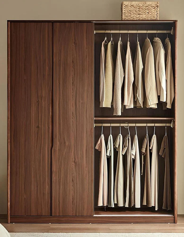 Kimura Slide Door Wardrobe With Hanging Rails, Walnut - Image 5
