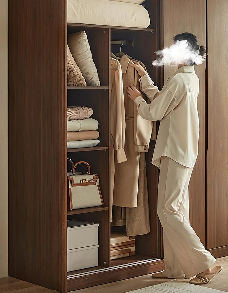 Kimura Slide Door Wardrobe With Hanging Rails, Walnut - Image 7