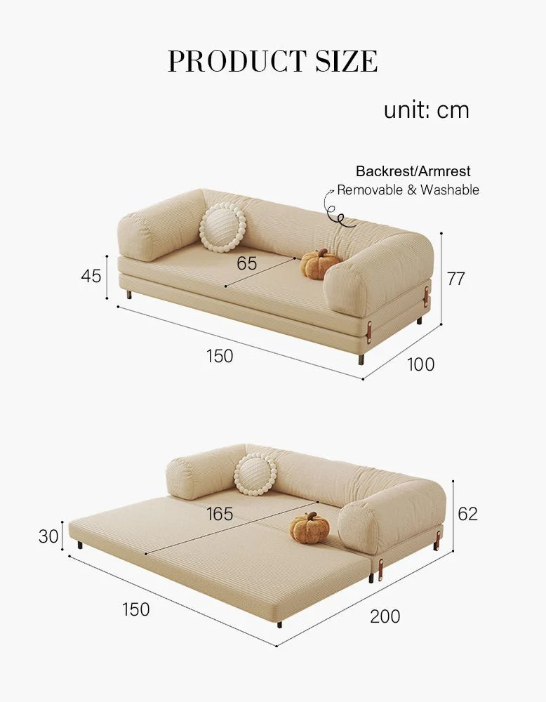 Kimura Two Seater Sofa Bed, Backrest Washable, Corduroy - Image 15