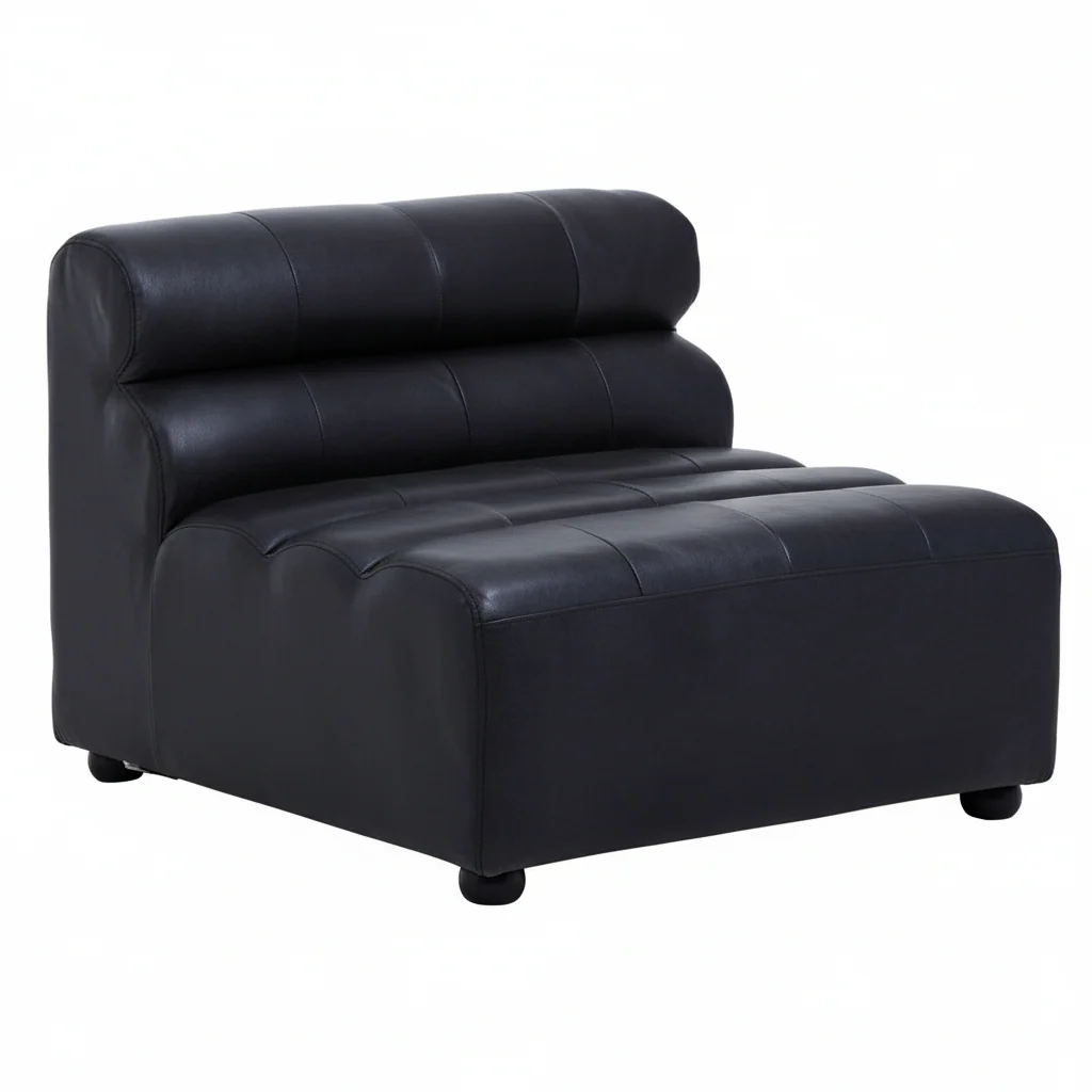 King Armless Distressed Slate Leather Sofa Chair