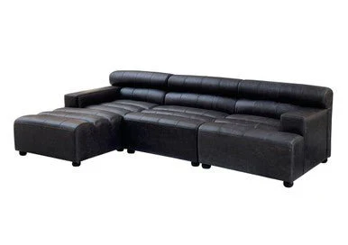 King Armless Distressed Slate Leather Sofa Chair - Image 10