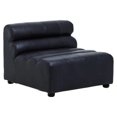 King Armless Distressed Slate Leather Sofa Chair - Image 5