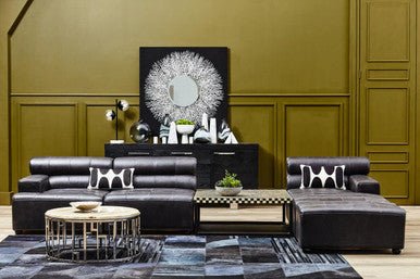 King Distressed Slate Leather Ottoman - Image 6