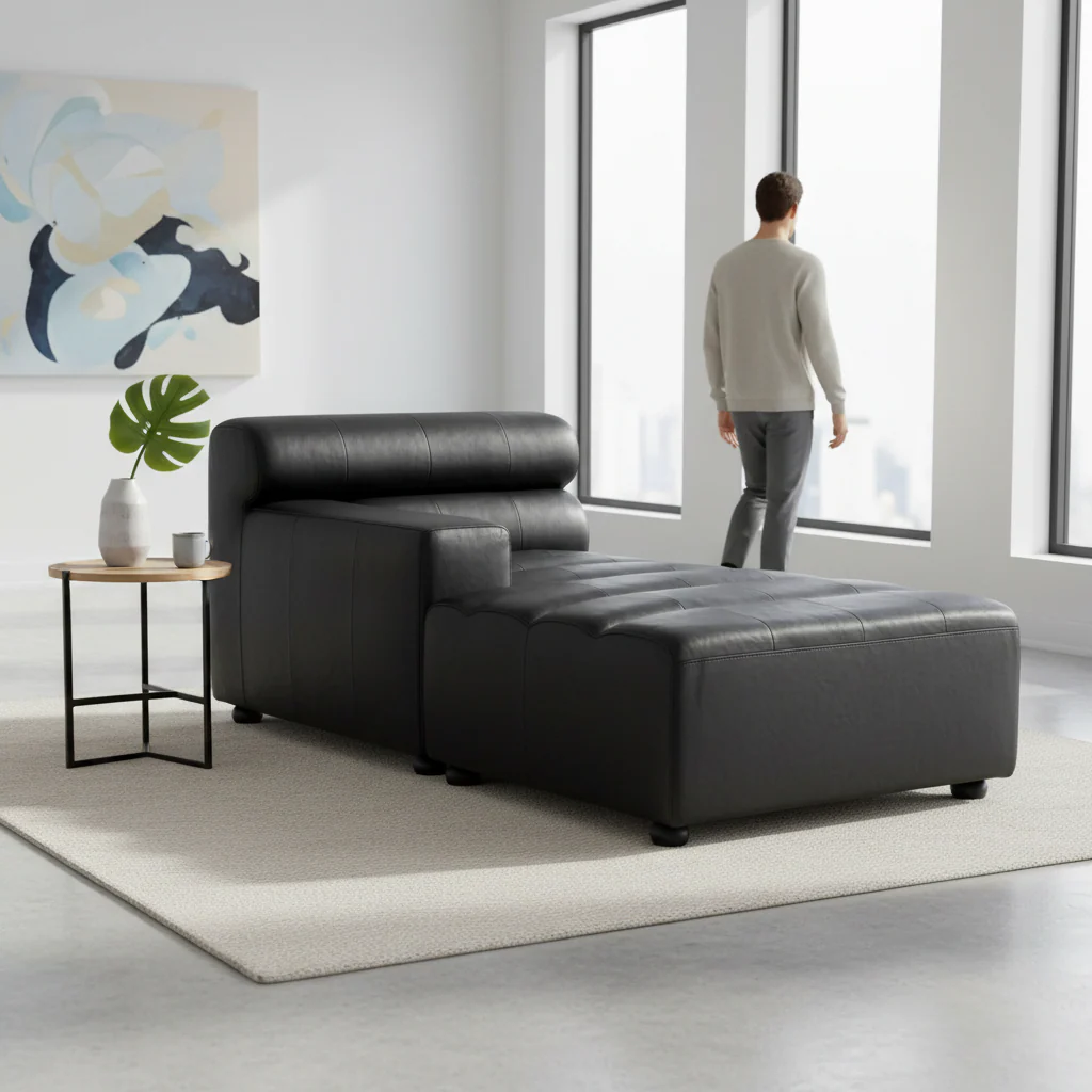 King Left Arm Leather Modular Chaise - Image 2
