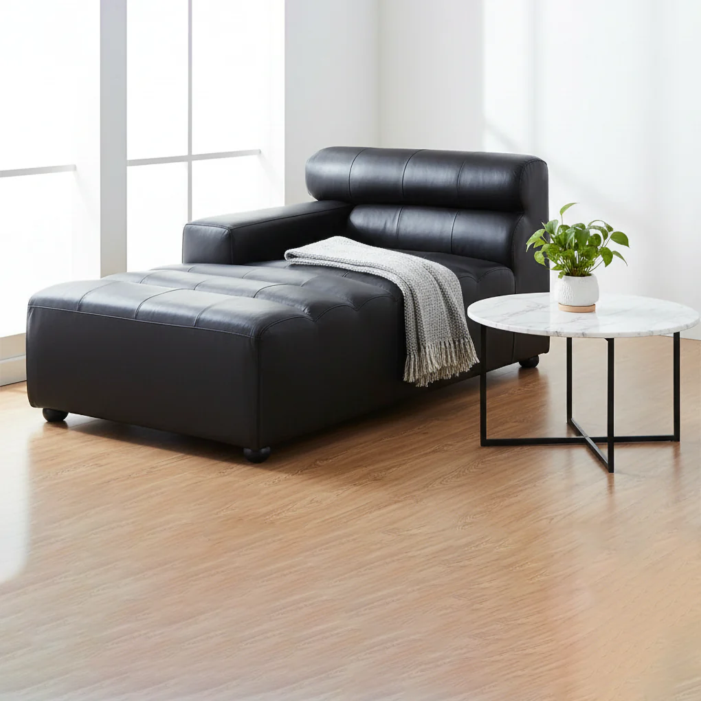 King Left Arm Leather Modular Chaise - Image 4