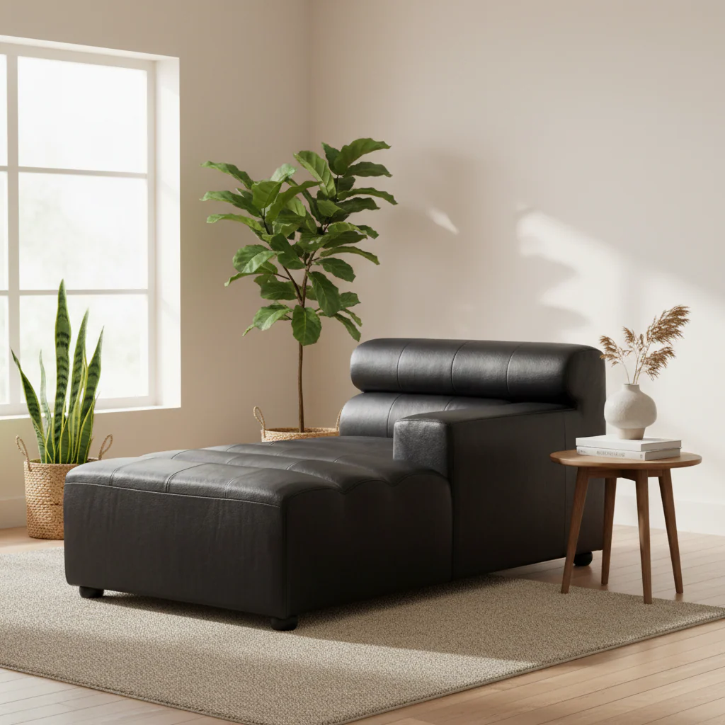 King Right Arm Leather Modular Chaise - Image 3