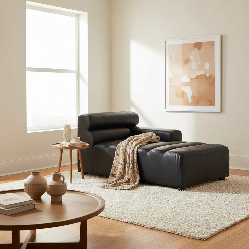 King Right Arm Leather Modular Chaise - Image 4