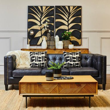 King Three Seater Antique Ebony Leather Sofa - Image 6