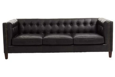King Three Seater Antique Ebony Leather Sofa - Image 7