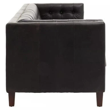 King Three Seater Antique Ebony Leather Sofa - Image 8
