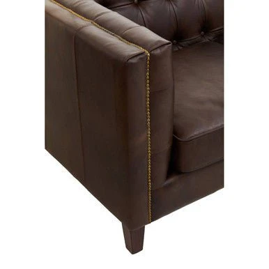 King Three Seater Tufted Back Leather Sofa - Image 10