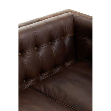 King Three Seater Tufted Back Leather Sofa - Image 11